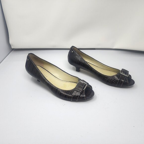 Anne Klein open toe low heel pumps sz 8 - Picture 2 of 5
